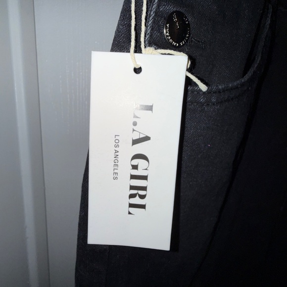 LA Girl Black Denim Straight leg Overalls NWT small - Picture 5 of 15